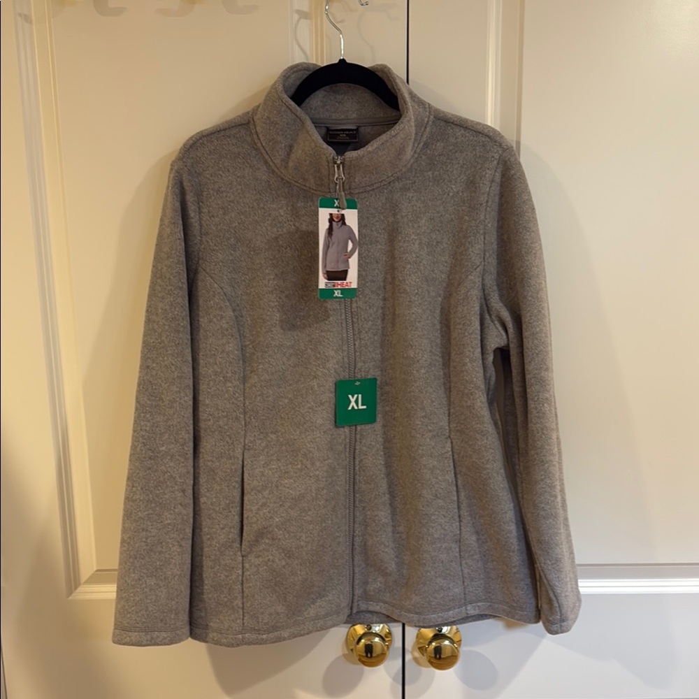 Gray Full-Zip Fleece Jacket XL
